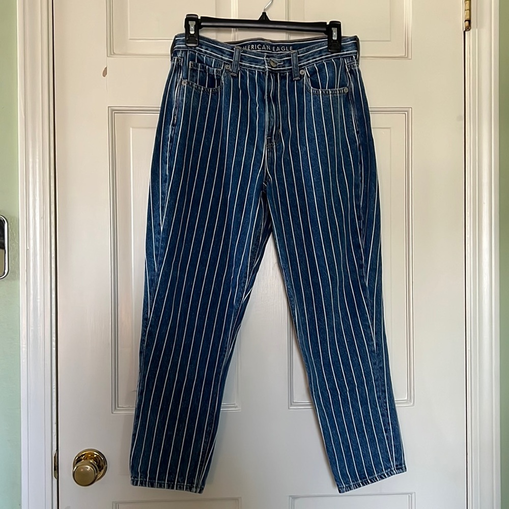 American Eagle striped mom jeans